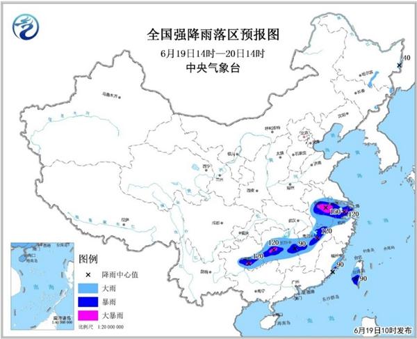 暴雨黄色预警：安徽江苏江西湖南贵州5省局地有大暴雨